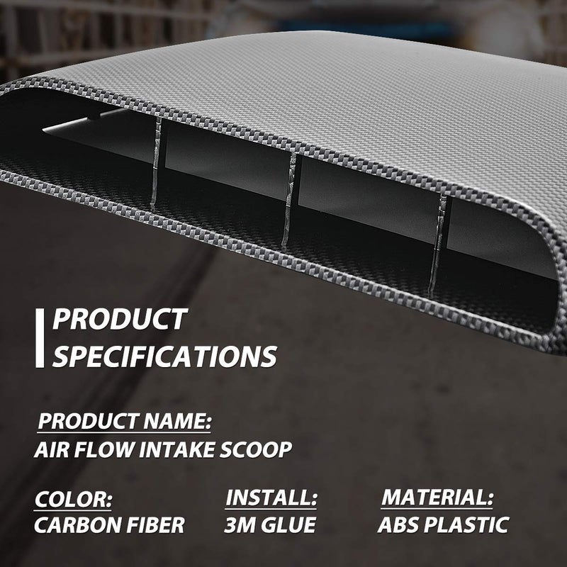 KaTur Universal Car Decorative Air Flow Intake Hood Scoop Vent Turbo Bonnet Cover Carbon Friber - Image 4